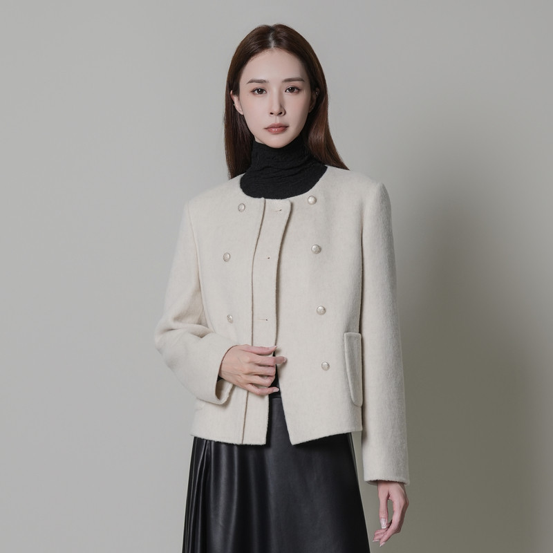 XG/雪歌26冬季轻熟优雅风双排扣毛呢外套女气质夹克XK410036A991