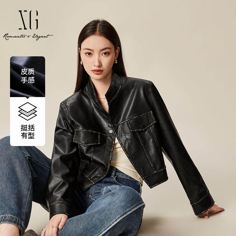 XG/雪歌皮衣短外套女chic夹克