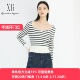 xg雪歌专柜正品 XJ111006B199 圆领毛衫 条纹针织衫 女套头2024春新款