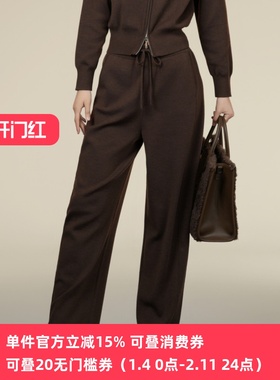 XG/雪歌2025年冬季新款休闲百搭直筒阔腿裤女长裤子XK411016A372