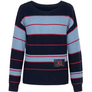 xg雪歌商场同款条纹针织衫女套头2024春新款休闲毛衫XJ111004B199