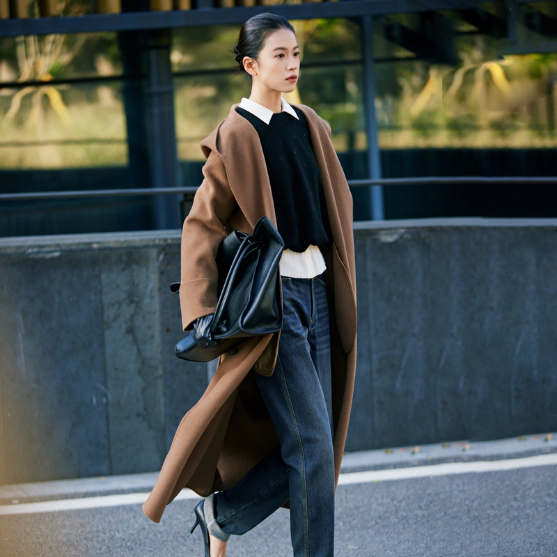 XG/雪歌双面呢羊毛大衣中长外套