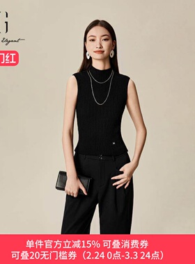 XG/雪歌专柜无袖针织衫女2025春季新款圆领背心上衣XL111502A890