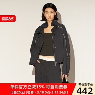 XG/雪歌26春季短外套女连帽拉链运动风休闲夹克上衣XL107022A383