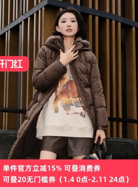 XG/雪歌25年冬季新款休闲宽松连帽羽绒服保暖外套女XK406051A572