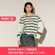 雪歌26春条纹针织衫 女套头落肩宽松休闲毛衣上衣XL111021B299