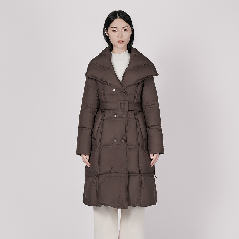 XG/雪歌百搭大翻领配腰带羽绒服