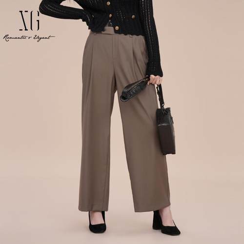 XG/雪歌通勤简约休闲裤女25春装新款宽松显瘦直筒裤XK102013A543 - 封面
