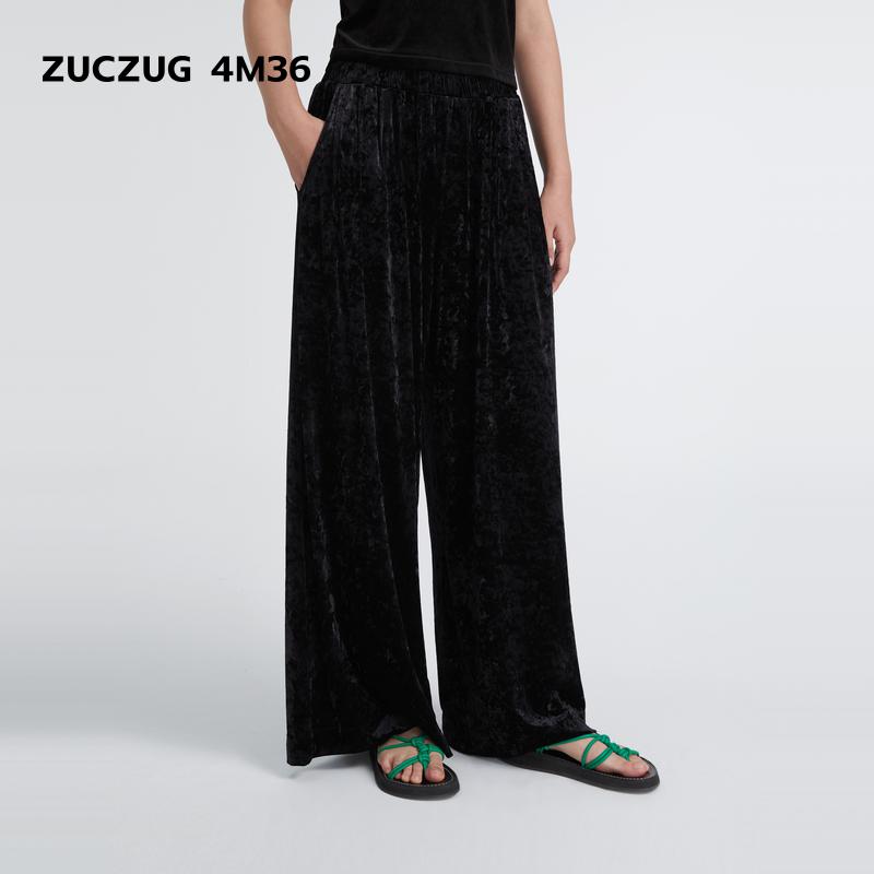 ZUCZUG4M36光泽丝绒宽松阔腿裤
