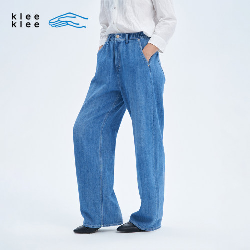 KleeKlee牛仔半松紧腰弯刀裤
