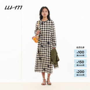 26春女士时尚 WHM 素然 气质设计感图案汉麻针织布连衣裙 新品