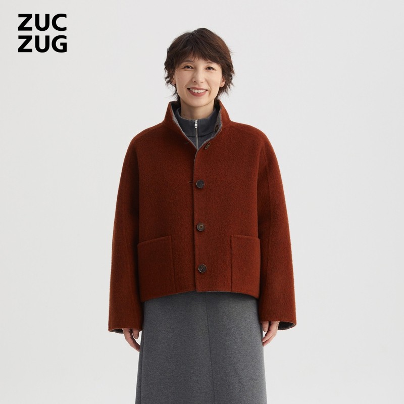 ZUCZUG羊驼羊毛休闲立领短外套