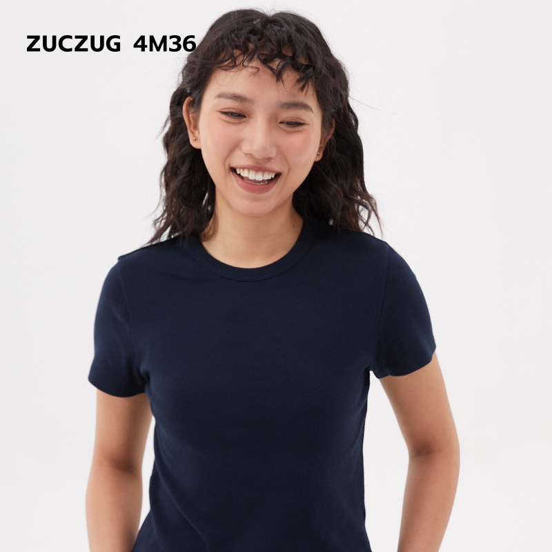 ZUCZUG4M36绒感罗纹修身短袖T恤