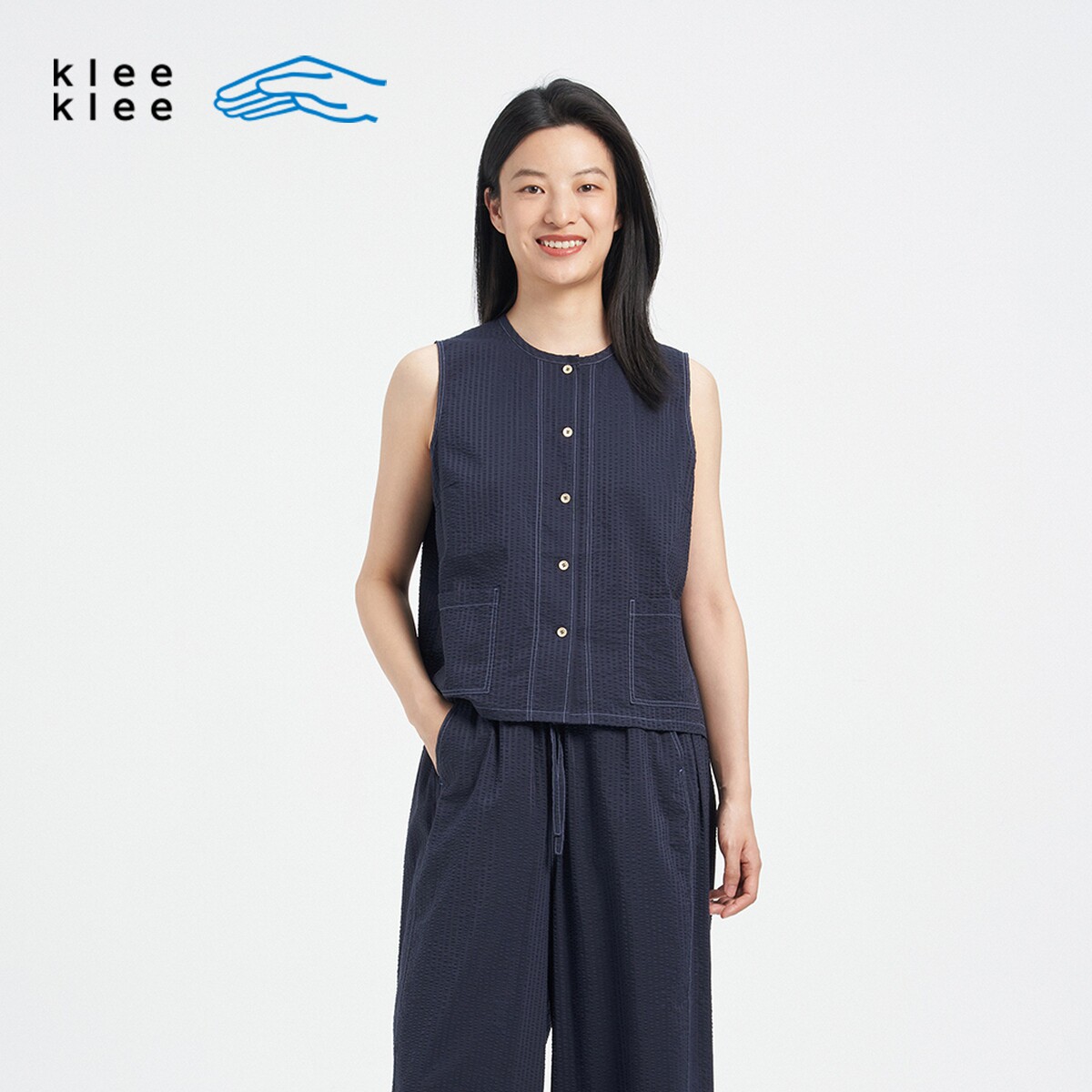 【新品】素然 Klee Klee 26夏女士通勤气质环保棉丝棉泡泡纱马甲