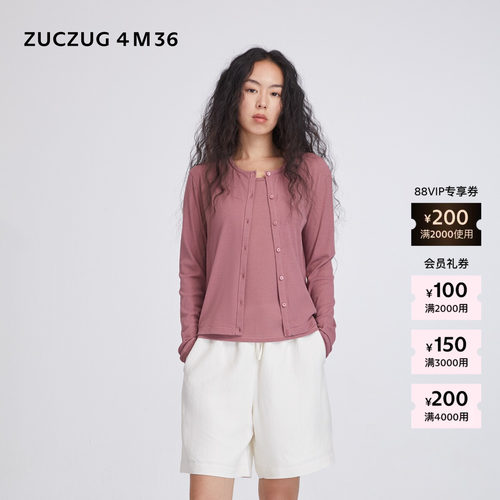 ZUCZUG4M36薄透罗纹针织布开衫