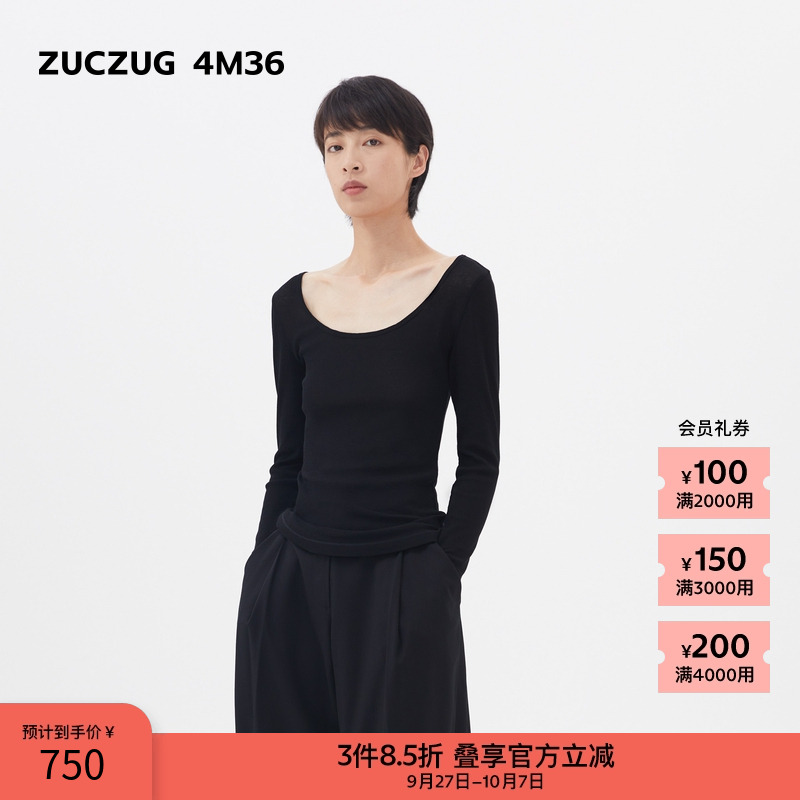 ZUCZUG4M36罗纹针织大圆领T恤