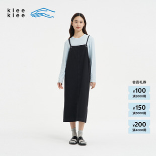 Klee 素然 26春女士显瘦减龄环保棉薄黑牛仔背带裙 新品