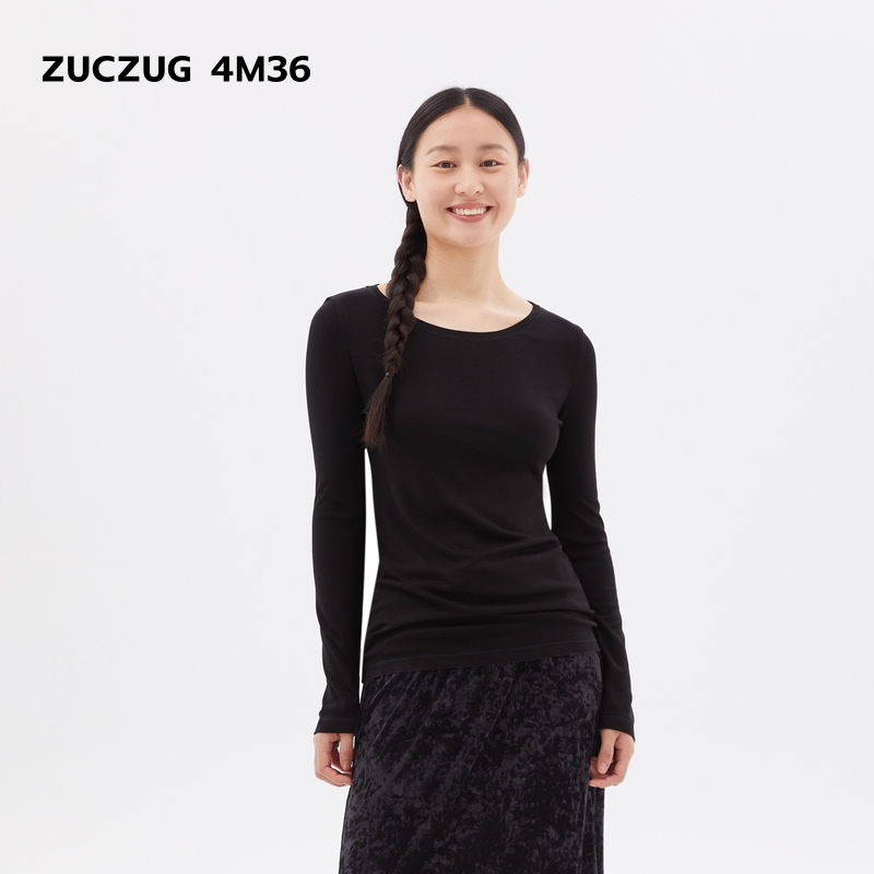 ZUCZUG4M36针织布大圆领长袖T恤