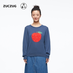 针织衫 25秋简约趣味水果图案棉长袖 新品 女 素然ZUCZUG没事儿