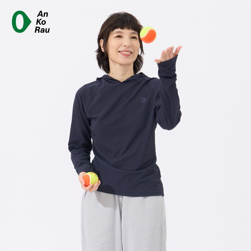 AnKoRau安高若罗纹带帽长袖T恤