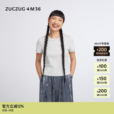 ZUCZUG4M36罗纹针织布小圆领T恤