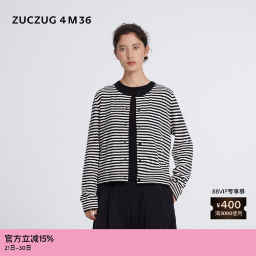 ZUCZUG4M36羊毛条纹圆领开衫