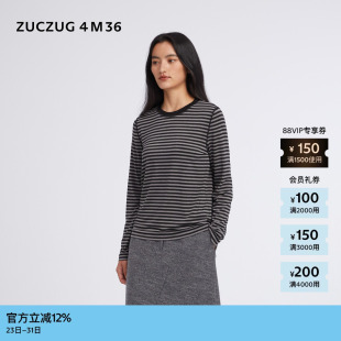 新品 26春女士简约休闲弹力针织布长袖 素然 4M36 T恤 ZUCZUG