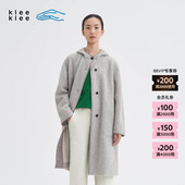 25冬女士原色连帽毛呢休闲简约大衣 klee 新品 素然