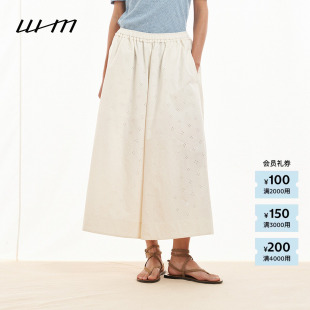 26春女士时尚 WHM 素然 气质设计感宽松挑洞棉布抽褶裙裤 新品