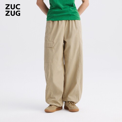 ZUCZUG素然格纹棉布抽脚口裤