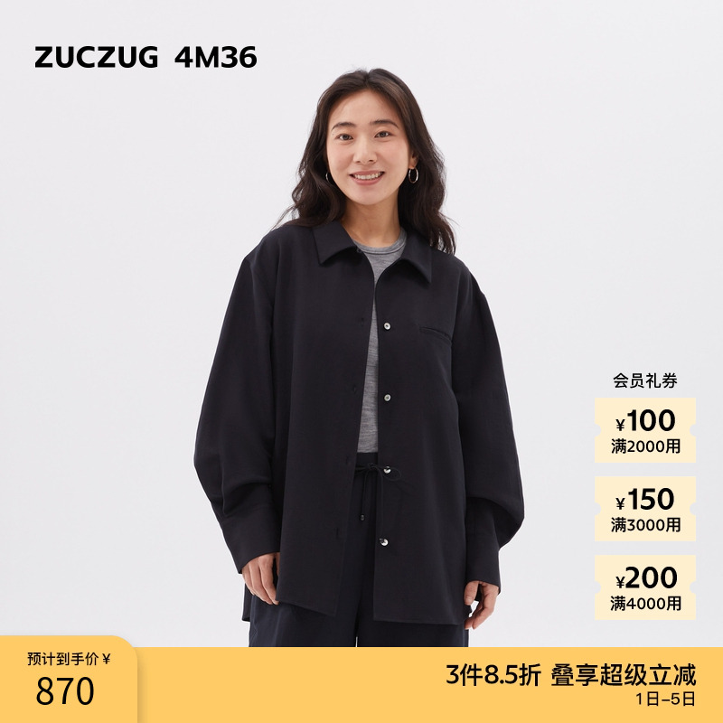 ZUCZUG4M36棉竹节亚麻宽松衬衫