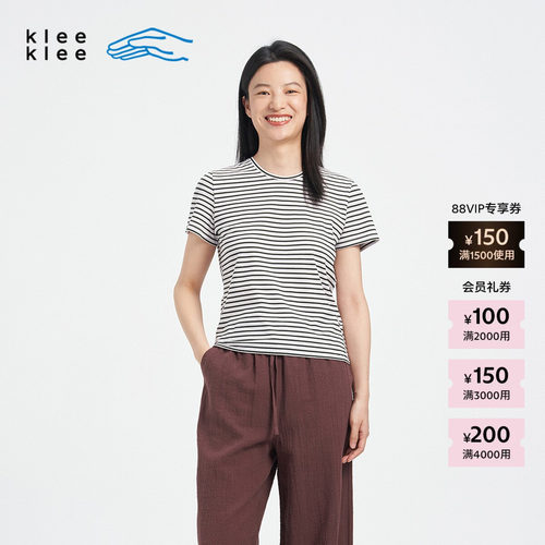 KleeKlee女士环保棉条纹短袖T恤