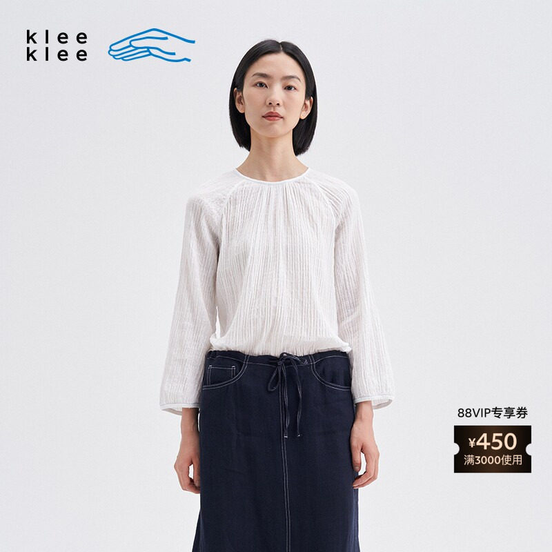 kleeklee提花圆领套头衫