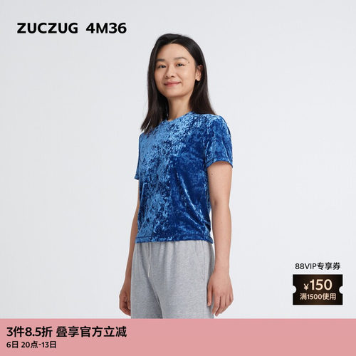 ZUCZUG4M36光泽丝绒修身T恤