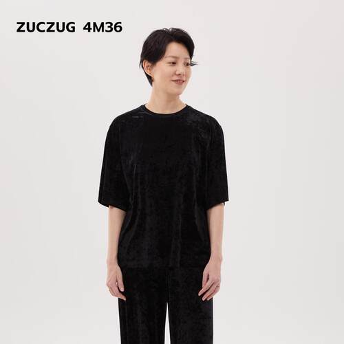 ZUCZUG4M36光泽丝绒宽松短袖T恤