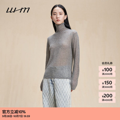 WHM薄羊绒羊毛高领长袖上衣