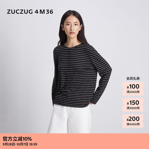 ZUCZUG4M36珠地亨利领长袖T恤