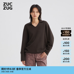 休闲双面棉针织布套头卫衣 女士经典 ZUCZUG 素然秋季