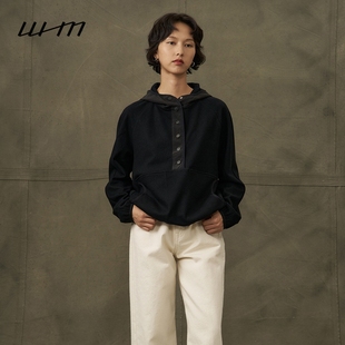 素然WHM 春季 女士气质设计感绒感羊毛针织呢连帽衫