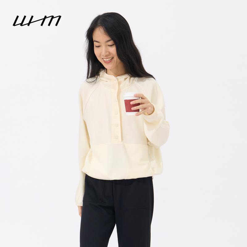 WHM绒感细格针织布连帽衫