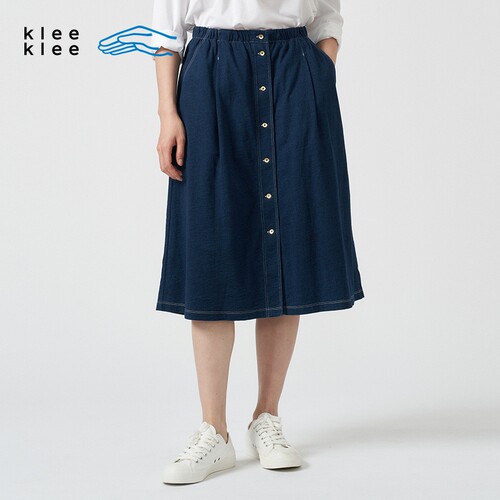 kleeklee靛蓝染A型半身裙