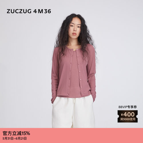 ZUCZUG4M36薄透罗纹针织布开衫
