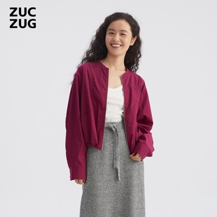 水洗棉涤短夹克 女士日常休闲气质经典 ZUCZUG 素然夏季