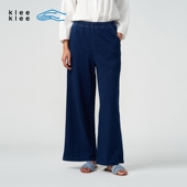 女士航海环保棉靛蓝染竹节针织直筒裤 秋季 klee 素然klee