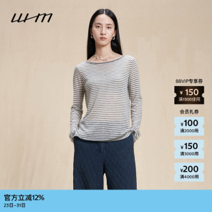 上衣 冬女士复古简约休闲薄羊绒羊毛圆领长袖 素然 WHM