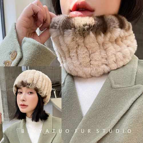 秋冬围脖发带拼色帽子