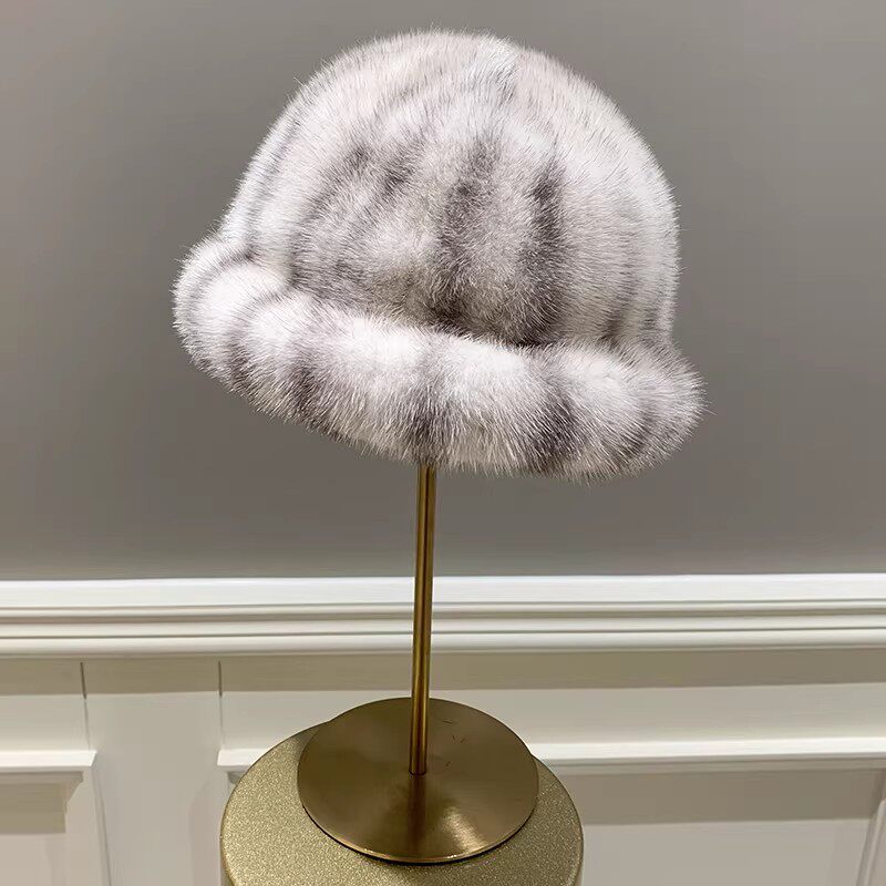 宾雅图 新款水貂帽小礼帽 貂皮小圆帽冬季保暖女士贝雷帽皮草帽子