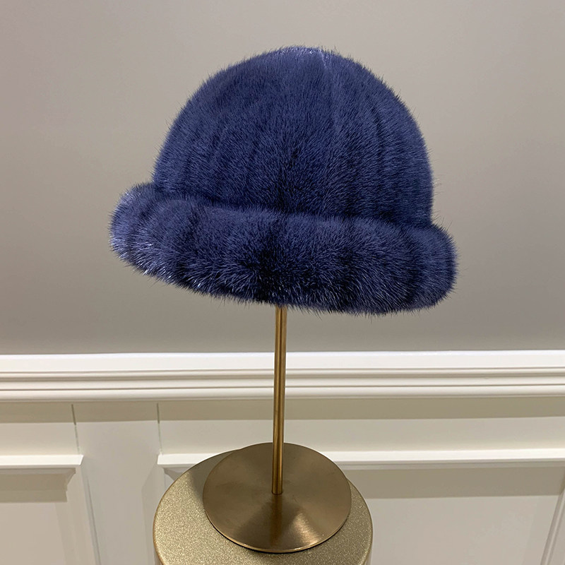 宾雅图 新款水貂帽小礼帽 貂皮小圆帽冬季保暖女士贝雷帽皮草帽子