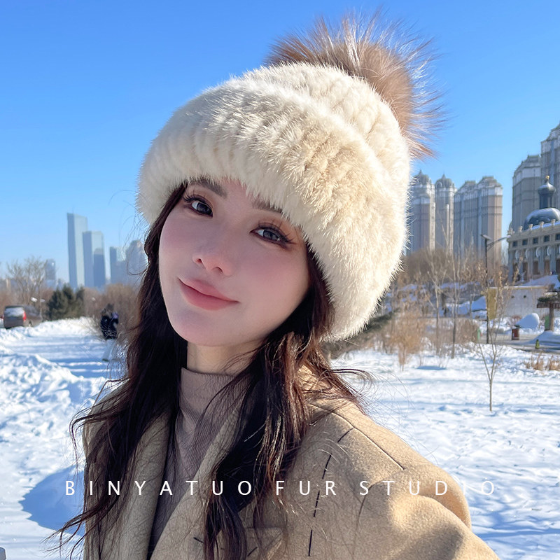 逛街女秋冬休闲可爱皮草帽子
