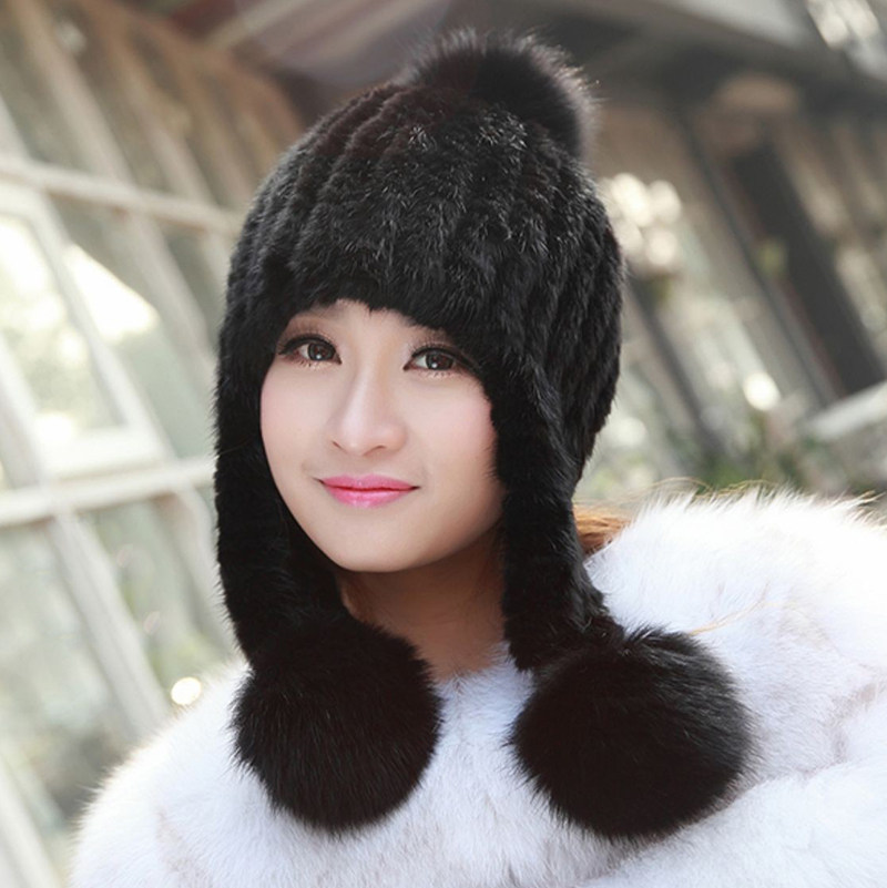 可爱宾雅图新款球球女孩皮草帽子